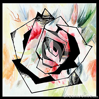 Rose graphic , watercolor Stock Photo
