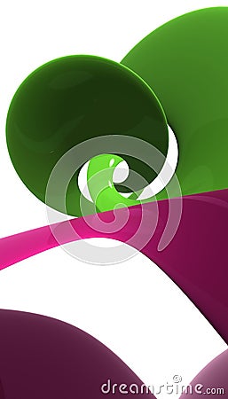 Rose and green plastic spiral polishes and reflecting Stock Photo