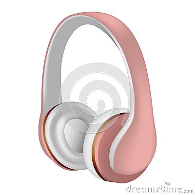 Rose headphones icon, realistic style Vector Illustration