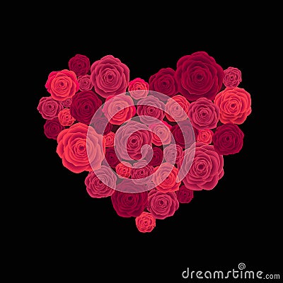 Rose heart isolated on white Vector Illustration