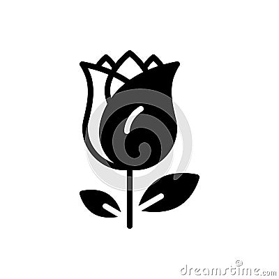 Black solid icon for Rose, bloom and garden Vector Illustration