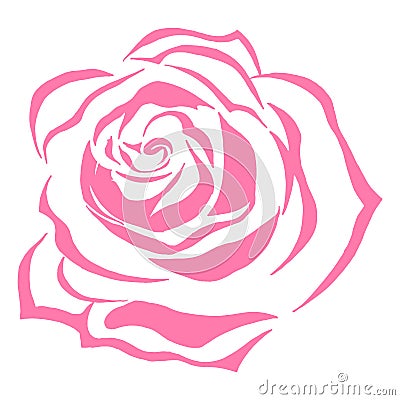 Rose icon. Vector of a pink roses. Rose hand drawn Cartoon Illustration