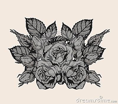 Rose lace vector by hand drawing. Vector Illustration