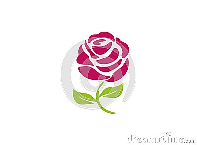 Rose with leaves and long leg flower for logo Cartoon Illustration