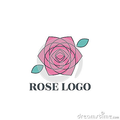 Rose logo template. Colorful rose icon on a white background. Vector Illustration