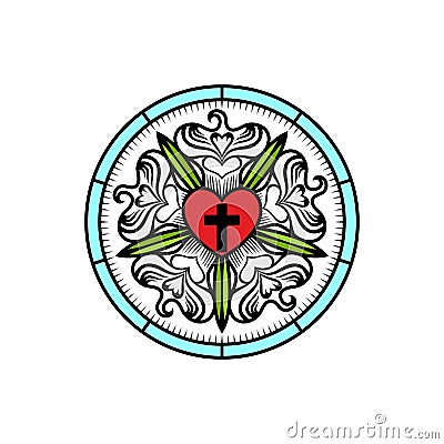 Rose Luther. Illustration of theology and confession of faith in the atoning sacrifice of the Lord and Savior Jesus Christ Vector Illustration