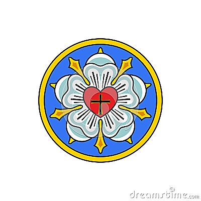 Rose Luther. Illustration of theology and confession of faith in the atoning sacrifice of the Lord and Savior Jesus Christ Vector Illustration