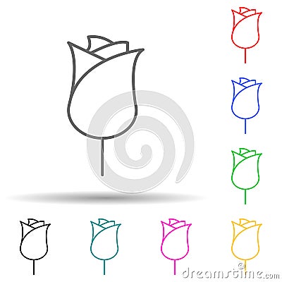 rose multi color style icon. Simple thin line, outline vector of leaves and flowers icons for ui and ux, website or mobile Stock Photo
