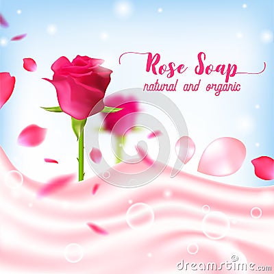 Rose natural organic soap poster Vector Illustration