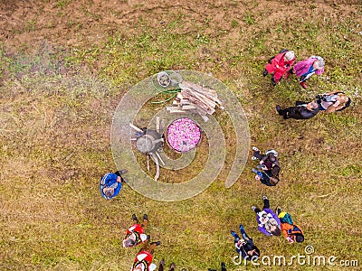 Rose oil boiling Editorial Stock Photo