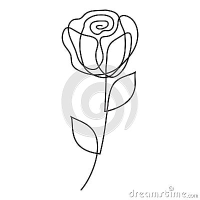 Rose one liner. Abstract flower one line art, continuous line drawing. Minimalist art style. Vector. Vector Illustration