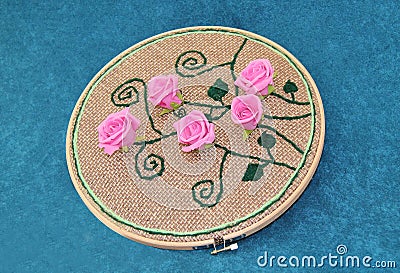 Rose Pattern Embroidery. Stock Photo