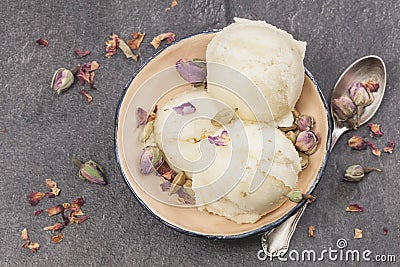 Rose Petal Ice Cream Stock Photo