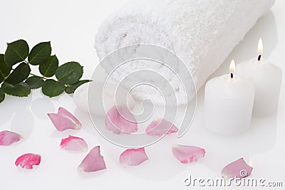 Rose petal spa Stock Photo