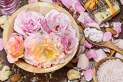 Rose petal spa Stock Photo