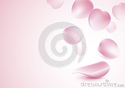 Rose petals falling on pink background Vector Illustration
