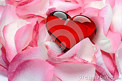 Rose Petals with Heart Cartoon Illustration