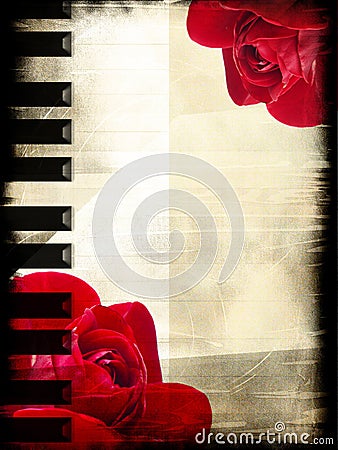 Rose and piano Stock Photo