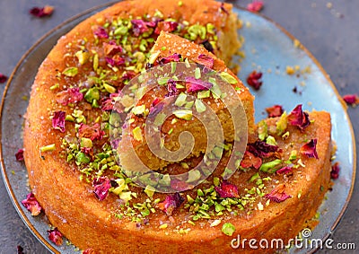 Rose and pistachio vegan Cake Stock Photo