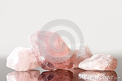 Rose quartz uncut, crystal healing for love and heart Stock Photo