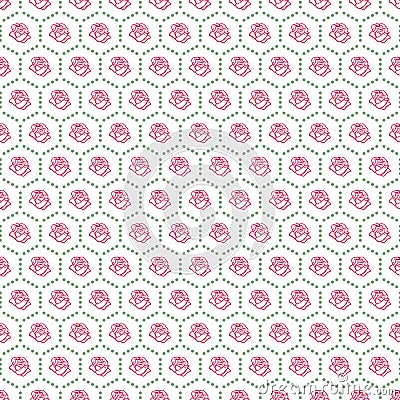 Rose sketch. Seamless pattern. Flower design elements with hexagon. Vector illustration. Elegant flower outline design. Abstract r Vector Illustration