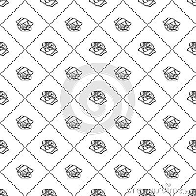 Rose sketch. seamless pattern. Flower design elements. Vector illustration. Elegant flower outline design. Gray symbol isolated on Vector Illustration