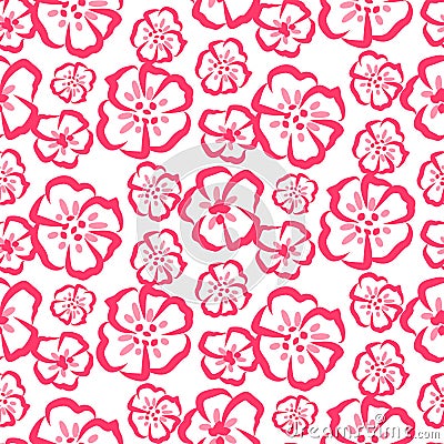 Rose sketch simple flower vector pattern. Vector Illustration