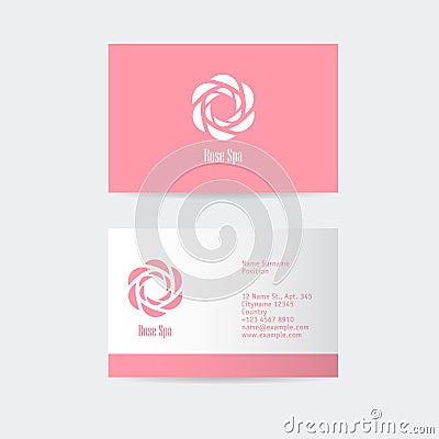 Rose Spa logo. Beauty or Cosmetics logo. Female glamour emblem. Abstract geometry rose. Vector Illustration
