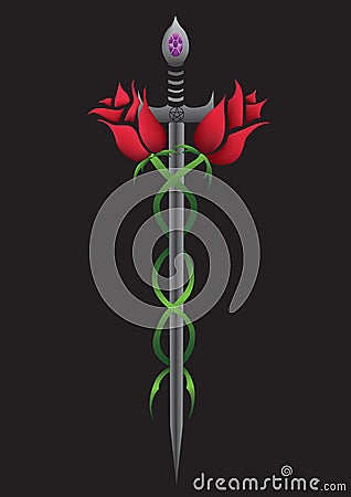 Rose sword Vector Illustration