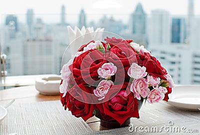 Rose table dunner Stock Photo