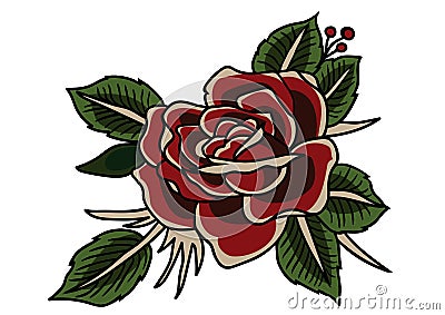 Rose Tattoo classic, vintage style tattoo Stock Photo