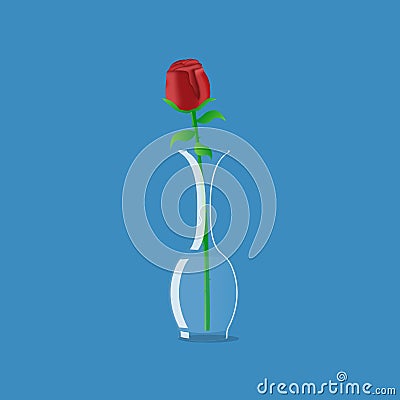 Rose in vase Vector Illustration