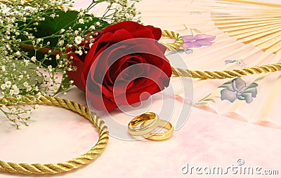 Rose with Wedding Bands Stock Photo