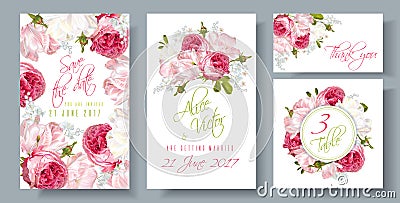 Rose wedding invitation Vector Illustration