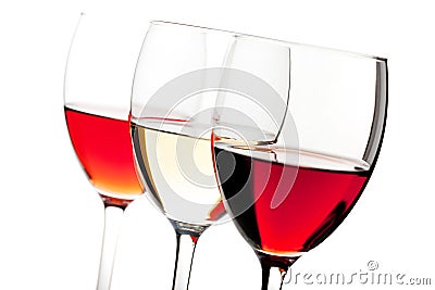 Rose, white and red wine Stock Photo