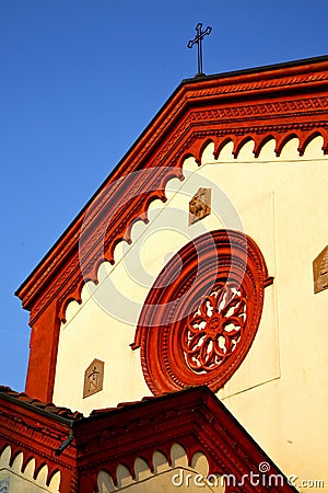 Rose window italy lombardy in the barza old church Stock Photo