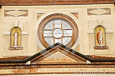 rose window italy lombardy in the parabiago closed bri Stock Photo