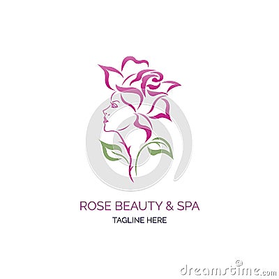 Rose woman beauty and spa logo template design for brand or company Vector Illustration