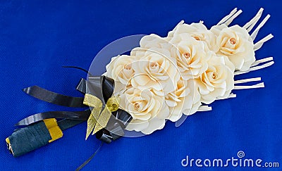 Rose wood flowers placed at cremation Stock Photo