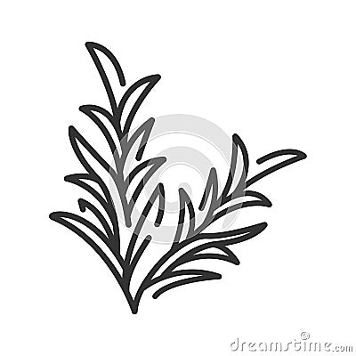 Rosemary branch black line icon. Herbs and spices. Cooking ingredient. Stock Photo