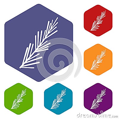 Rosemary spice icons set hexagon Vector Illustration