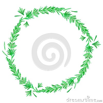 Rosemary wreath. Watercolor vintage illustration. Isolated on a white background. For your design. Cartoon Illustration