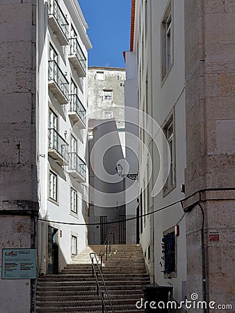 Rosendo Lane (Beco do Rosendo) in Lisbon Editorial Stock Photo