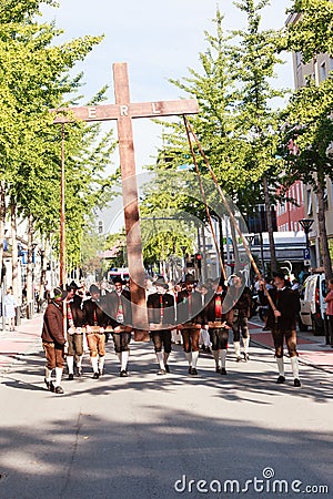 Rosenheim, Germany, 09/04/2016: Harvest festival parade in Rosenheim Editorial Stock Photo