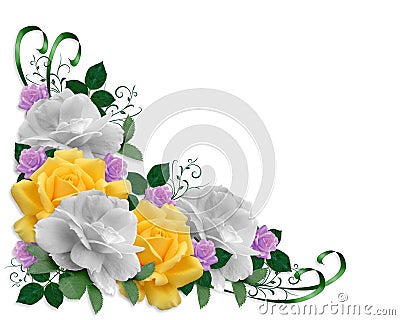 Roses Border Easter Colors Cartoon Illustration