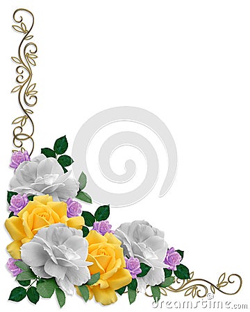 Roses Border Easter Colors Cartoon Illustration