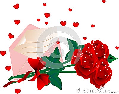 Roses and envelope Vector Illustration