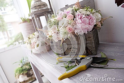 Roses floral arrangements Stock Photo