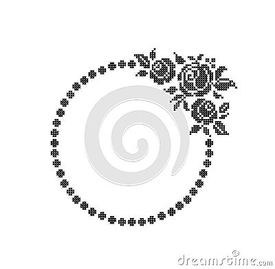 Roses. Flowers. Round frame. Vector Illustration