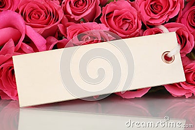 Roses flowers on Valentine's or mother's day with greeting card Stock Photo